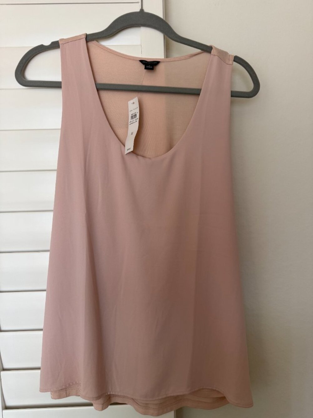 Ann Taylor Soft Pink Sleeveless Mixed Media Blouse Top